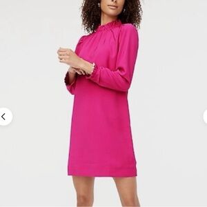 NWT J. Crew Vibrant Pink Long Sleeve Dress